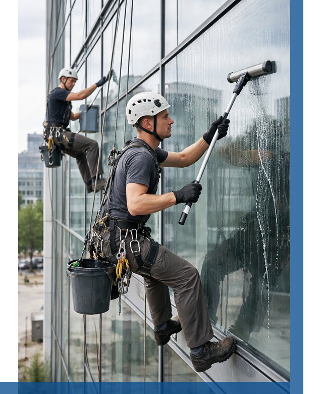 Мойка витражей альпинистами в Курчатове от 713 р. под ключ|ВЫСОТНИК-Крч