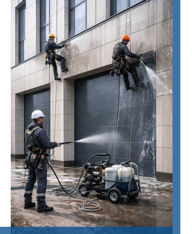 Послестроительная мойка фасада в Курчатове от 306 р. | ВЫСОТНИК-Крч