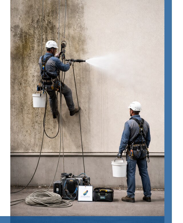 Очистка фасада от плесени в Курчатове от 306 р. | ВЫСОТНИК-Крч