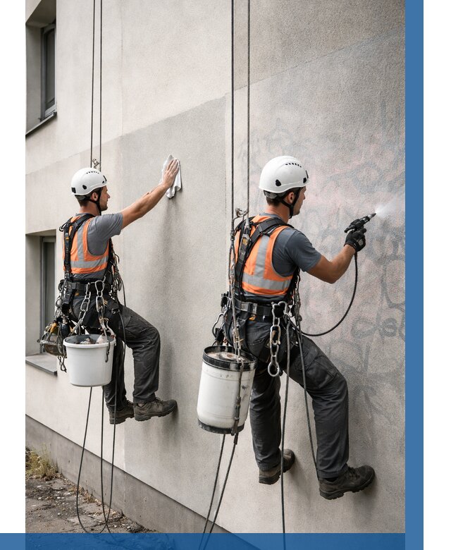 Антиграффити покрытие фасада в Курчатове от 611 р. | ВЫСОТНИК-Крч