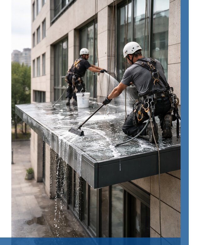 Мойка козырьков и навесов в Курчатове от 3566 р. | ВЫСОТНИК-Крч