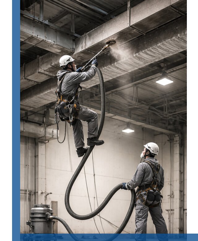 Обеспыливание потолочных конструкций в Курчатове промышленным альпинизмом