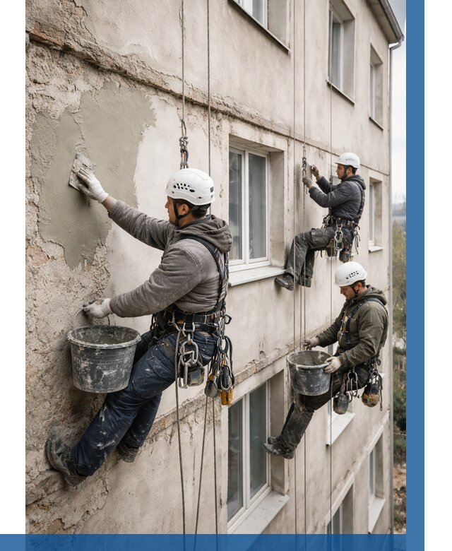 Ремонт штукатурного фасада в Курчатове от 764 р. под ключ | ВЫСОТНИК-Крч