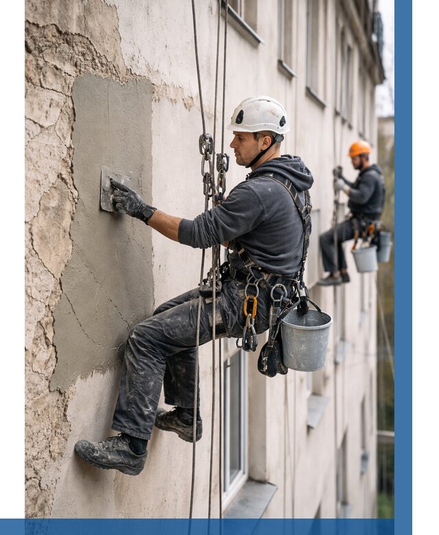 Восстановление штукатурки фасада в Курчатове от 1223 р. | ВЫСОТНИК-Крч