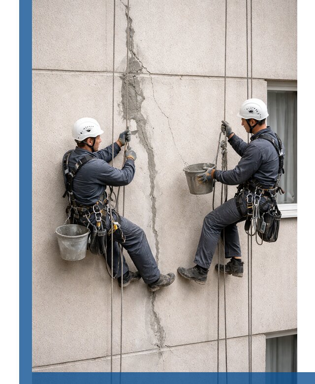 Заделка трещин на фасаде в Курчатове с гарантийным ремонтом