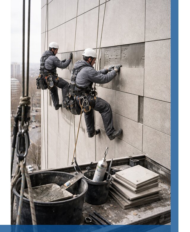 Ремонт фасада из керамогранита в Курчатове от 2547 р. | ВЫСОТНИК-Крч