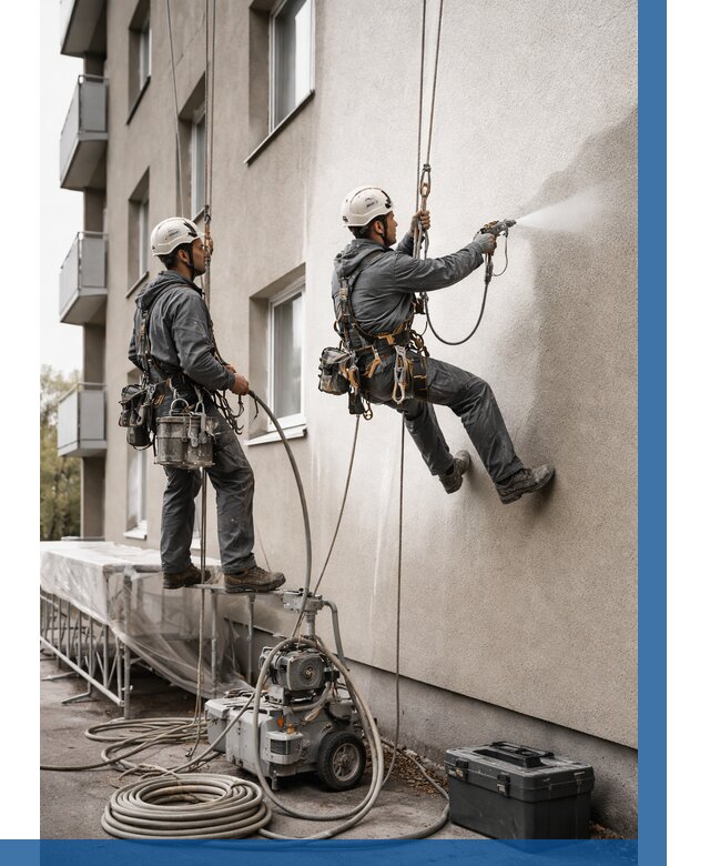 Безвоздушная покраска фасада в Курчатове от 224 р/м² | ВЫСОТНИК-Крч