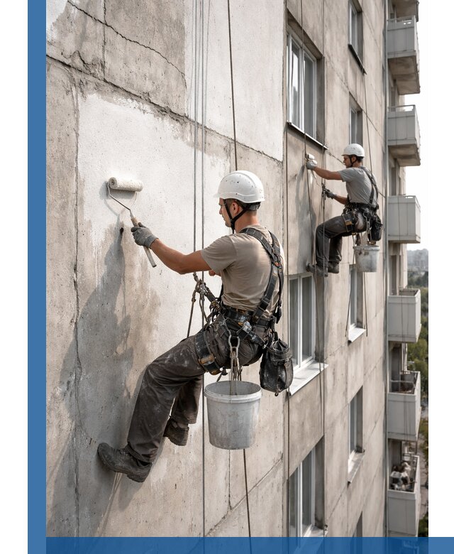 Покраска бетонного фасада в Курчатове для жилых и промышленных объектов