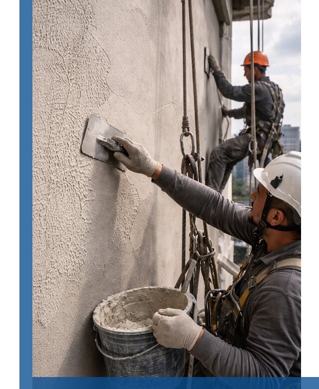 Декоративная штукатурка фасада с утеплением и защитой в Курчатове