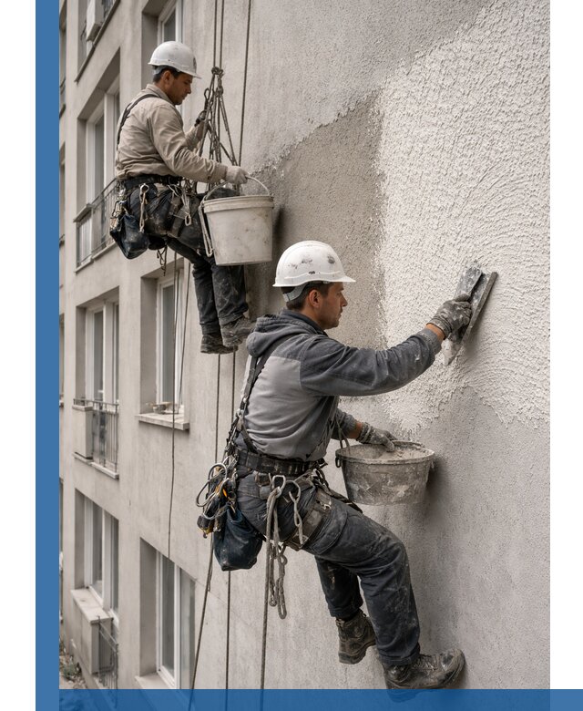 Нанесение декоративной штукатурки короед на фасад в Курчатове