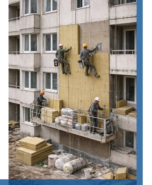 Утепление фасада минватой в Курчатове от 1528 р. | ВЫСОТНИК-Крч