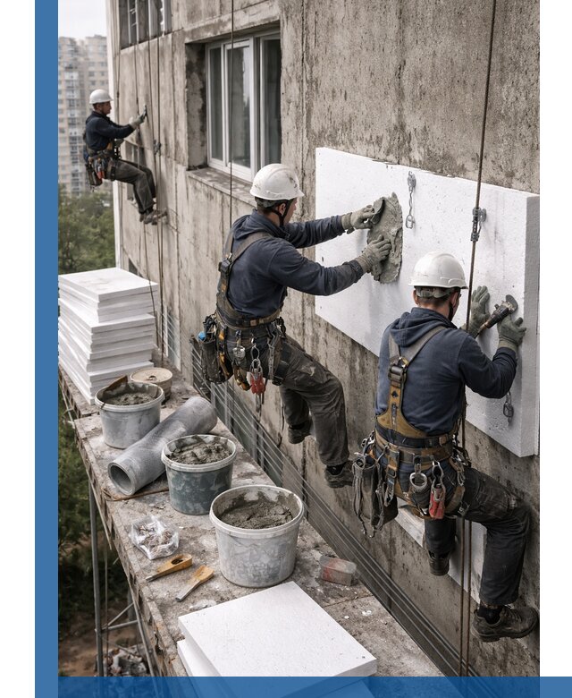 Утепление фасада пенополистиролом в Курчатове под ключ