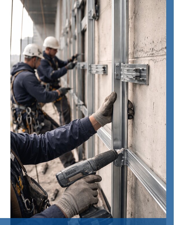 Монтаж подсистемы вентфасада в Курчатове от 866 р. | ВЫСОТНИК-Крч