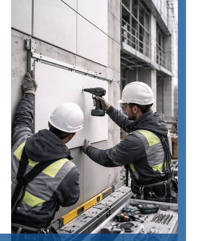 Монтаж композитных панелей фасада в Курчатове от 2547 р. | ВЫСОТНИК-Крч