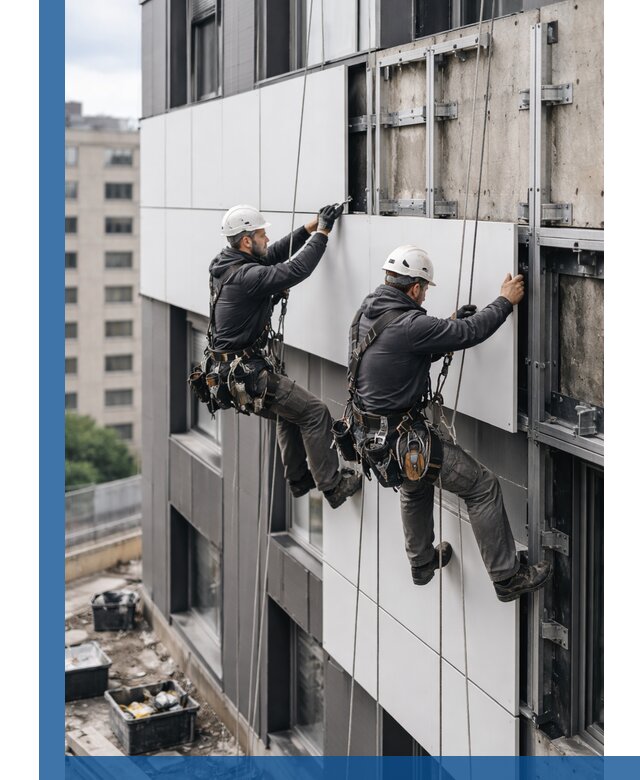 Монтаж композитных панелей фасада в Курчатове под ключ