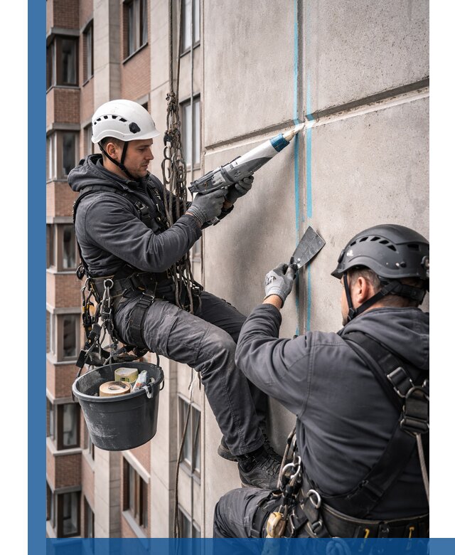 Вторичная герметизация швов фасада и кровли в Курчатове