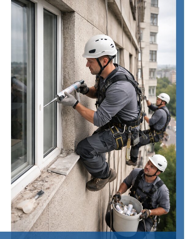 Герметизация оконных швов снаружи в Курчатове от 1528 р. | ВЫСОТНИК-Крч