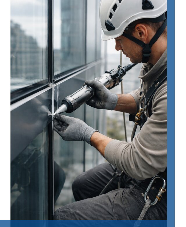 Герметизация стыков витража в Курчатове от 1223 р. | ВЫСОТНИК-Крч