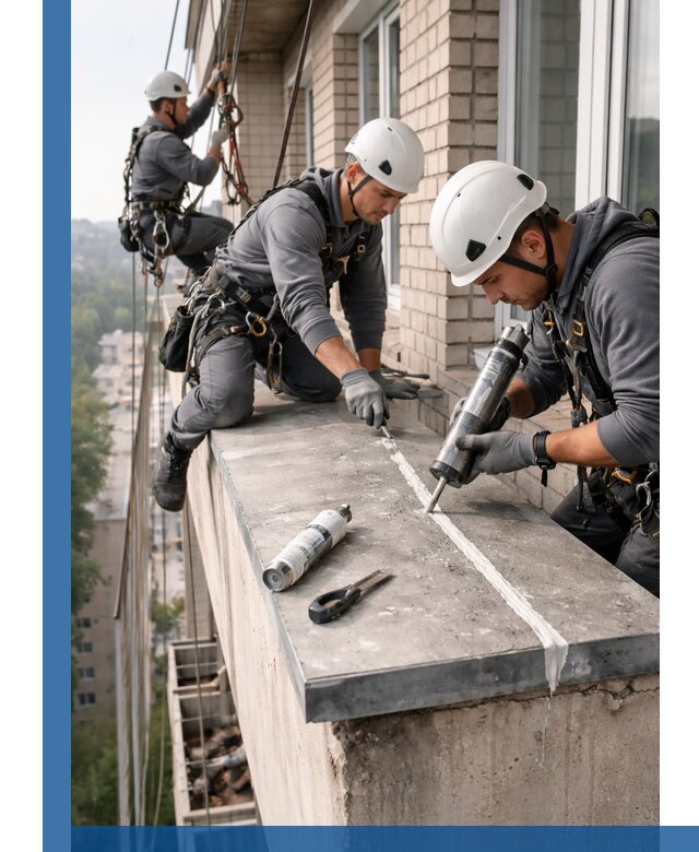 Герметизация балконного козырька в Курчатове профессионально