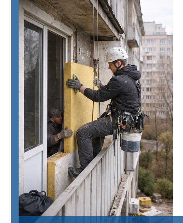 Профессиональное утепление балкона снаружи в Курчатове под ключ