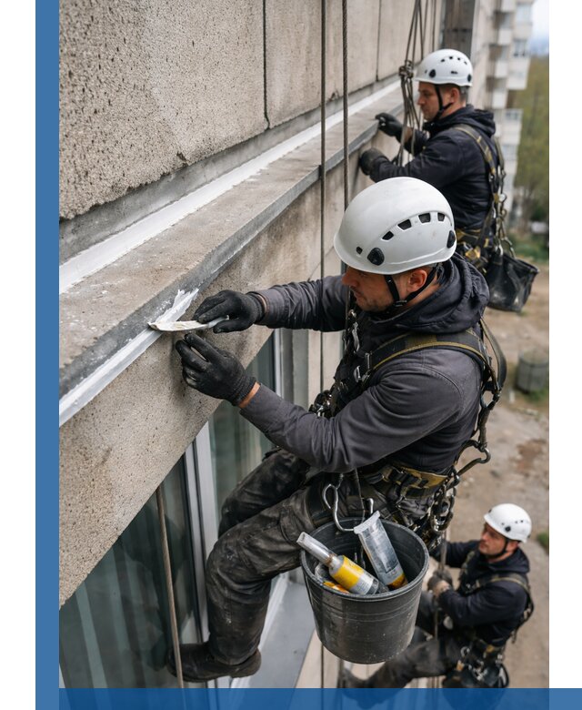 Герметизация примыкания балкона в Курчатове под ключ с гарантией