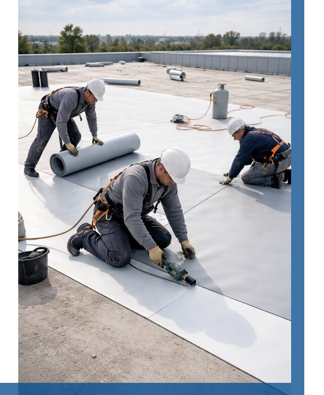 Монтаж мембранной кровли под ключ в Курчатове от 1223 р. | ВЫСОТНИК-Крч