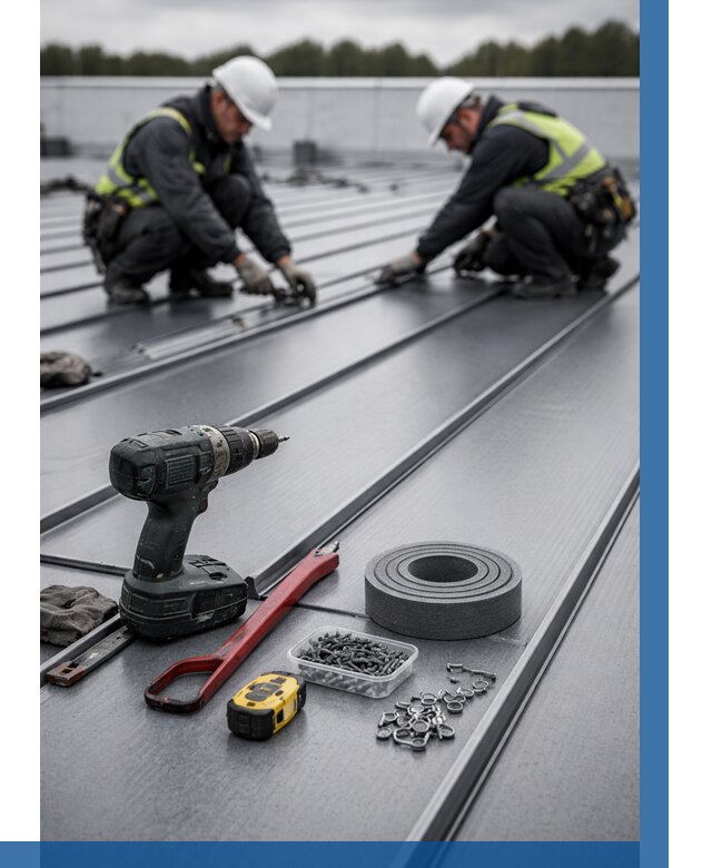 Монтаж фальцевой кровли в Курчатове от 1834 р. | ВЫСОТНИК-Крч