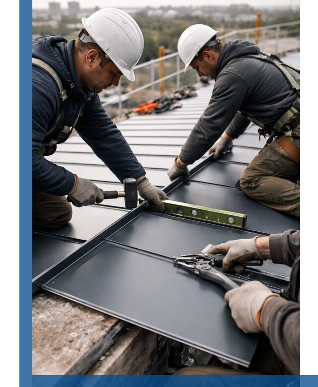 Монтаж фальцевой кровли в Курчатове для промышленных зданий