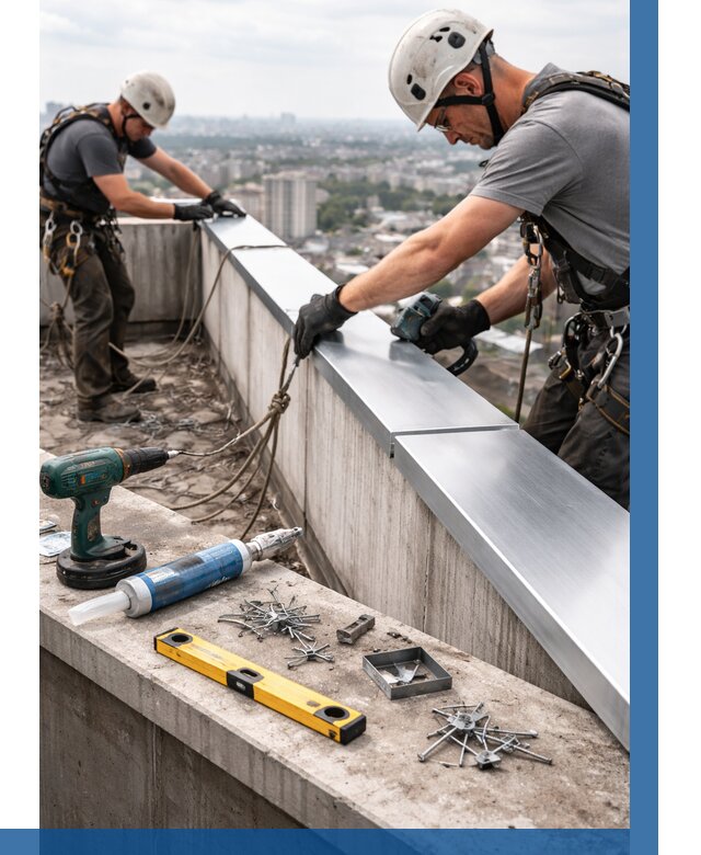 Монтаж парапетных крышек в Курчатове от 815 р. | ВЫСОТНИК-Крч