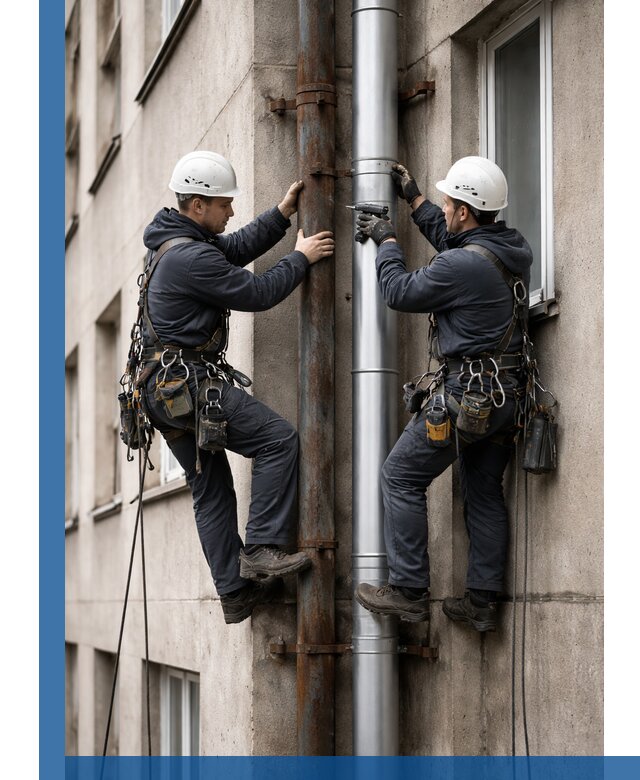 Замена водосточных труб в Курчатове: монтаж и демонтаж под ключ