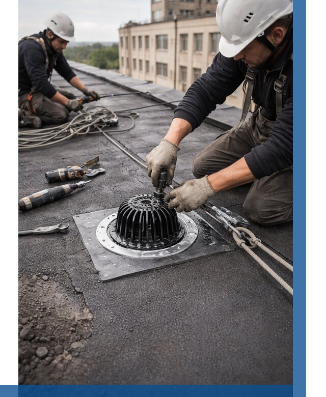 Установка водосточных воронок в Курчатове цена от 3566 р. | ВЫСОТНИК-Крч