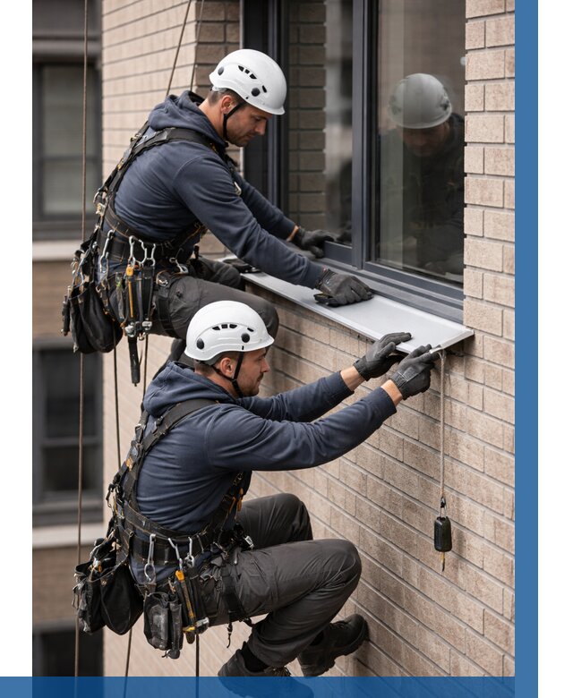 Монтаж оконных отливов под ключ в Курчатове от 3566 р. | ВЫСОТНИК-Крч