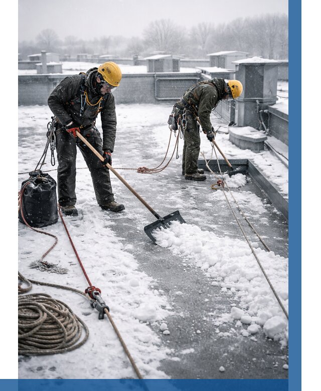 Очистка крыши от снега в Курчатове от 7641 р. | ВЫСОТНИК-Крч