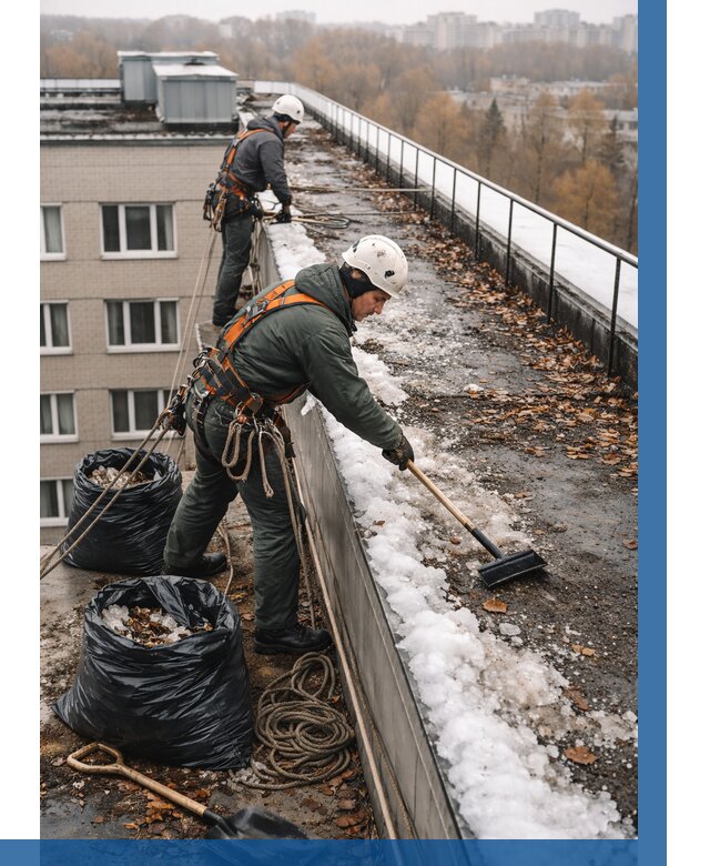 Очистка кровли по периметру в Курчатове от 560 р. | ВЫСОТНИК-Крч