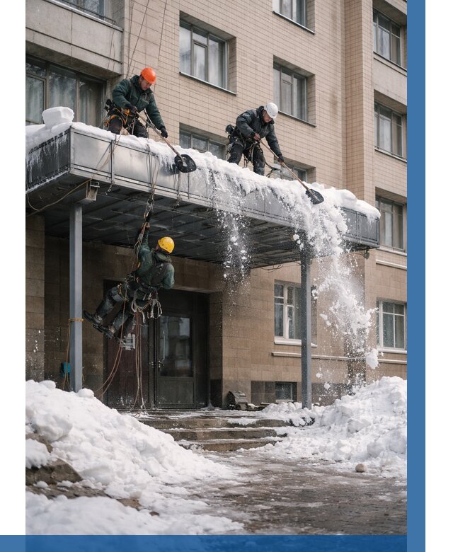 Очистка козырьков от снега в Курчатове от 3566 р. | ВЫСОТНИК-Крч