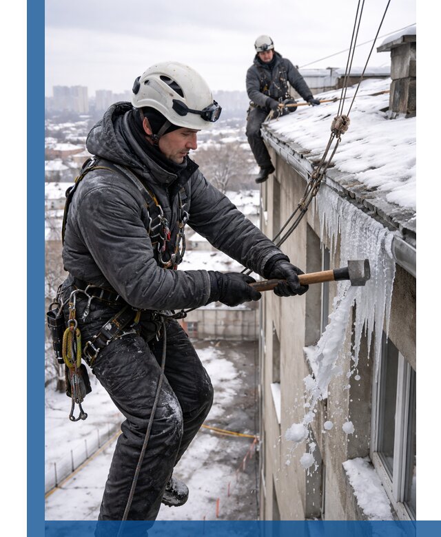 Сбивание и удаление сосулек с крыши в Курчатове безопасно