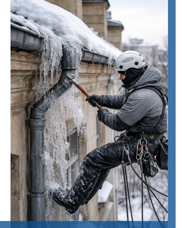 Очистка водостоков от льда в Курчатове от 3566 р. | ВЫСОТНИК-Крч