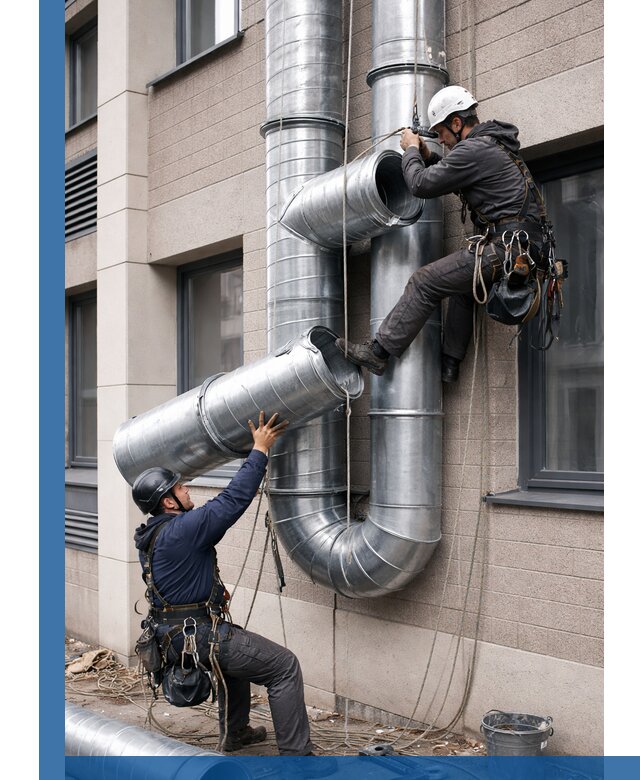 Монтаж фасадных воздуховодов в Курчатове с герметизацией и крепежом
