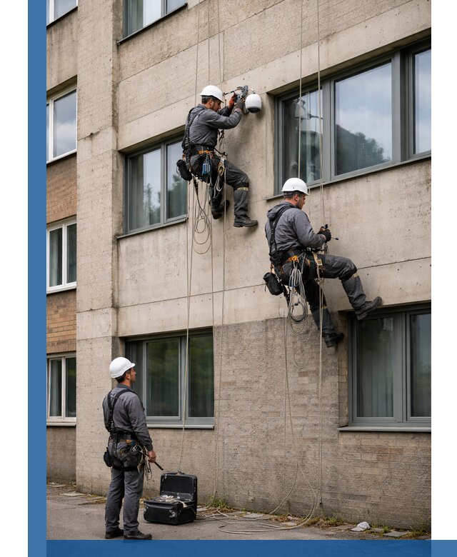Монтаж фасадных камер видеонаблюдения в Курчатове под ключ