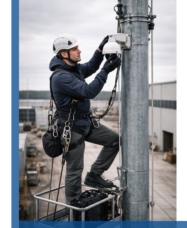 Профессиональная установка видеокамер на мачте в Курчатове