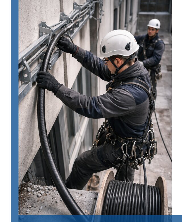 Протяжка кабеля питания на высоте в Курчатове с гарантией безопасности и качества