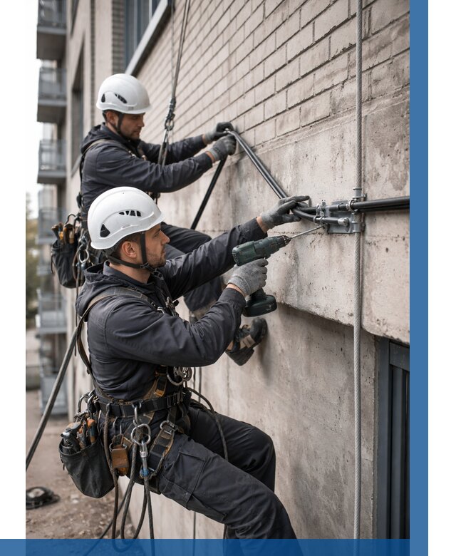 Крепление кабеля на фасаде в Курчатове от 357 р. | ВЫСОТНИК-Крч