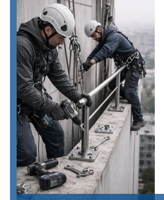 Монтаж перил на высоте в Курчатове для жилых и промобъектов