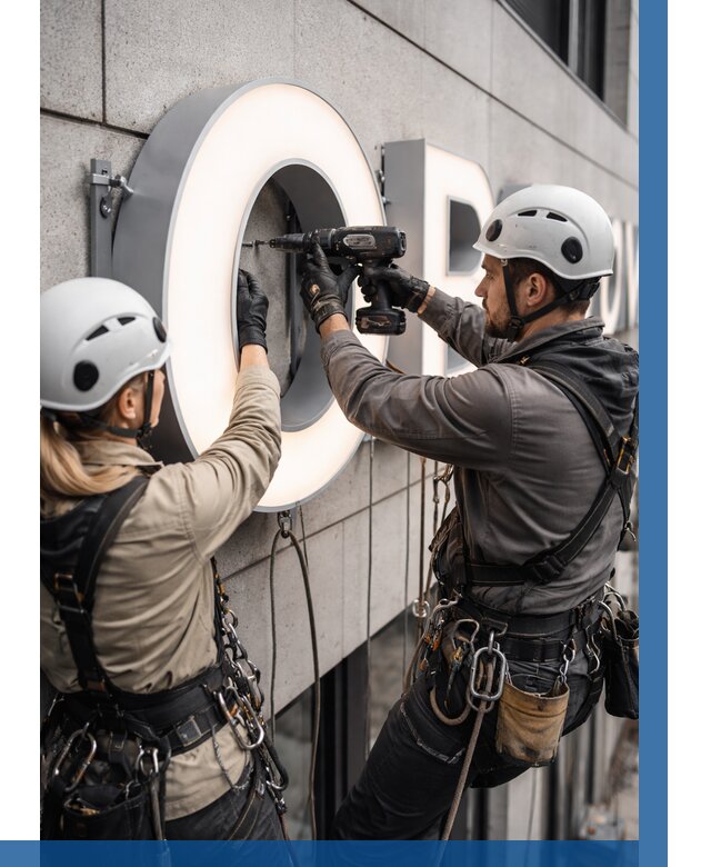 Монтаж световых букв в Курчатове от 3056 р. под ключ ВЫСОТНИК-Крч