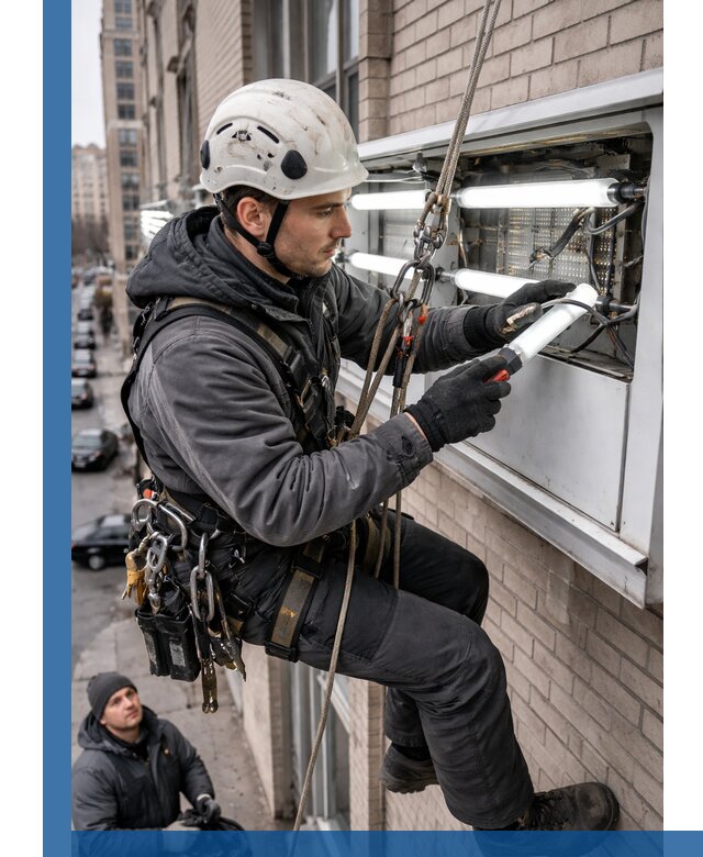 Профессиональная замена ламп в наружной вывеске в Курчатове