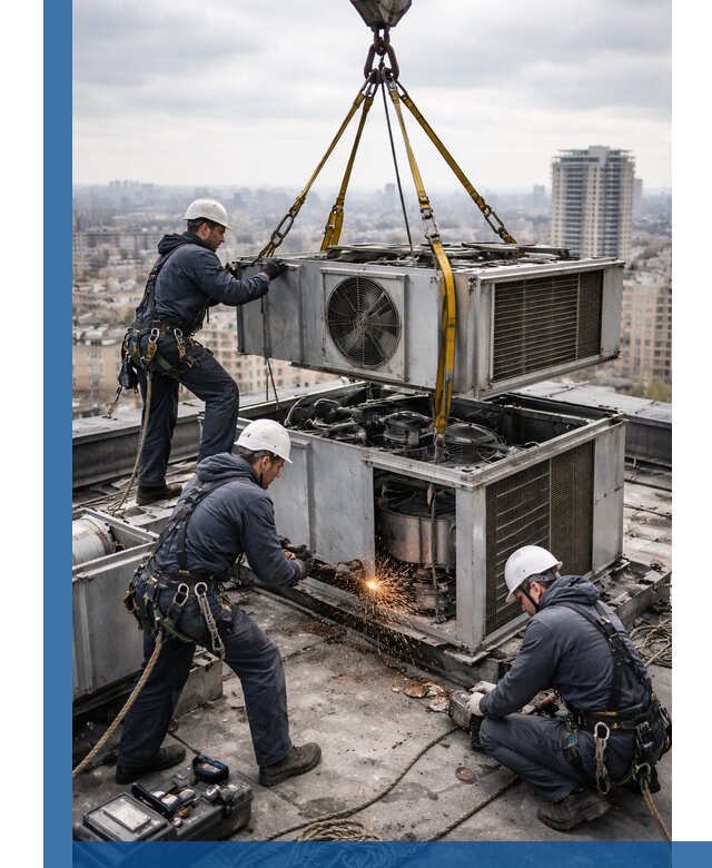 Демонтаж крышной установки в Курчатове любой сложности