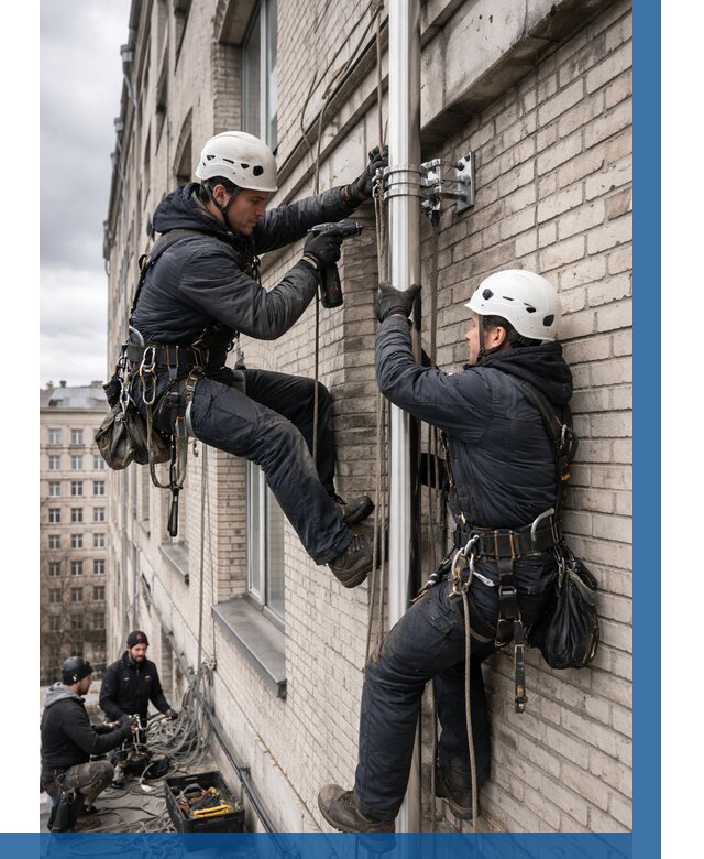 Монтаж флагштока на здании в Курчатове от 6622 р. | ВЫСОТНИК-Крч