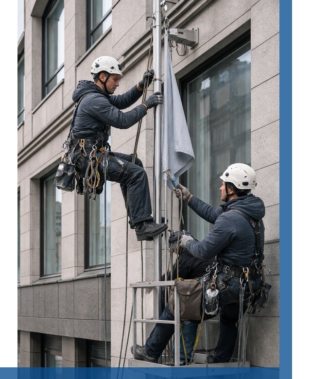 Установка флагов на фасаде в Курчатове от 4585 р. | ВЫСОТНИК-Крч