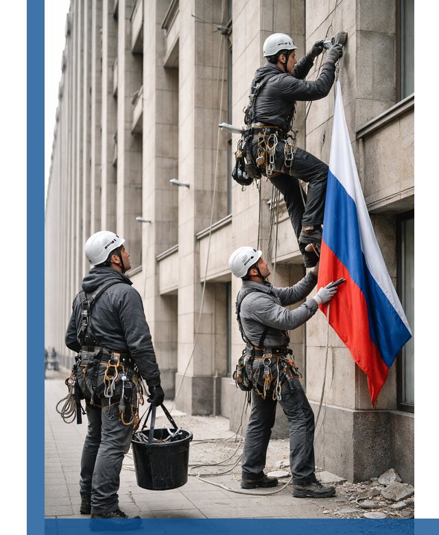 Профессиональная установка флагов на фасаде в Курчатове