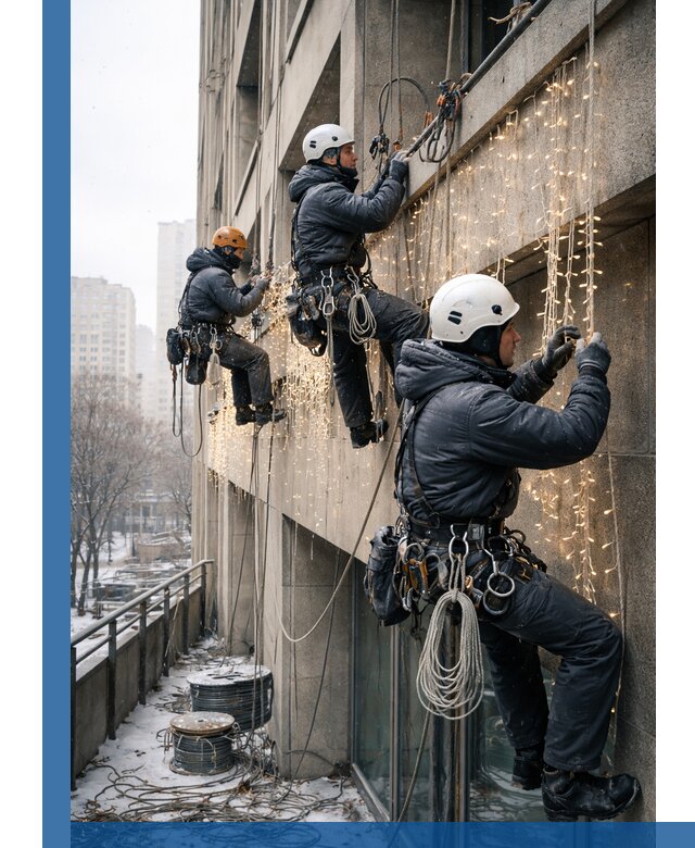 Монтаж новогодней иллюминации и украшение фасадов в Курчатове